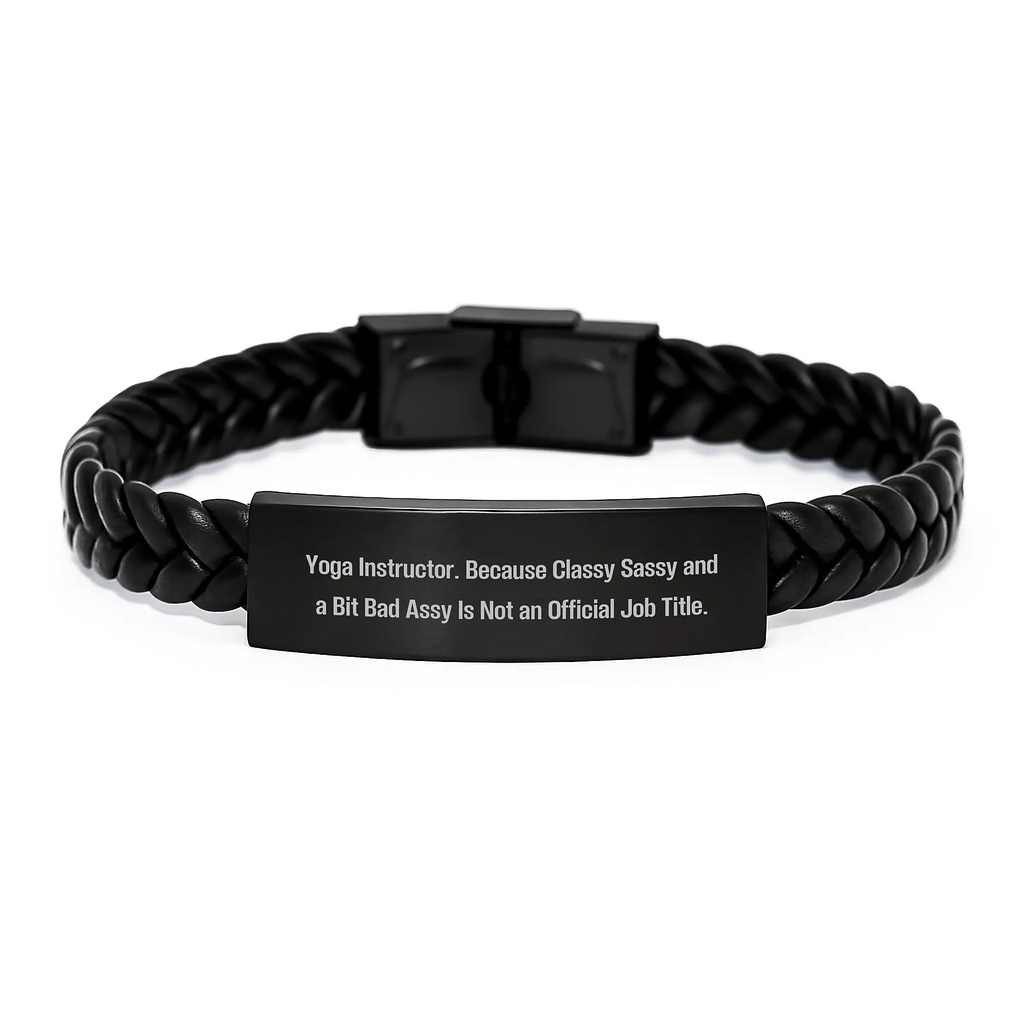 Birthday Gift Interlaced Leather Bracelet for Her – Yoga Instructor - Image 1