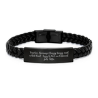 Trucker Classy Gifts for Men with Interlaced Leather Bracelet, Funny Quote 'Trucker. Because Classy Sassy And A Bit Fearlessy Is Not An Official Job Title.', Graduation Unique Gifts from Friends - Image 1