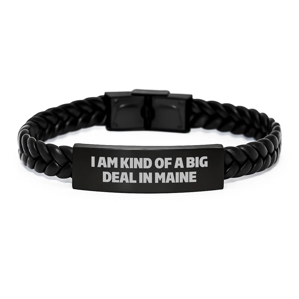 Maine Unique Gifts for Men, Friends, Graduation Unique Gifts from Family - I Am Kind of a Prime Selection Interlaced Leather Bracelet - Image 1