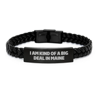 Maine Unique Gifts for Men, Friends, Graduation Unique Gifts from Family - I Am Kind of a Prime Selection Interlaced Leather Bracelet - Image 1