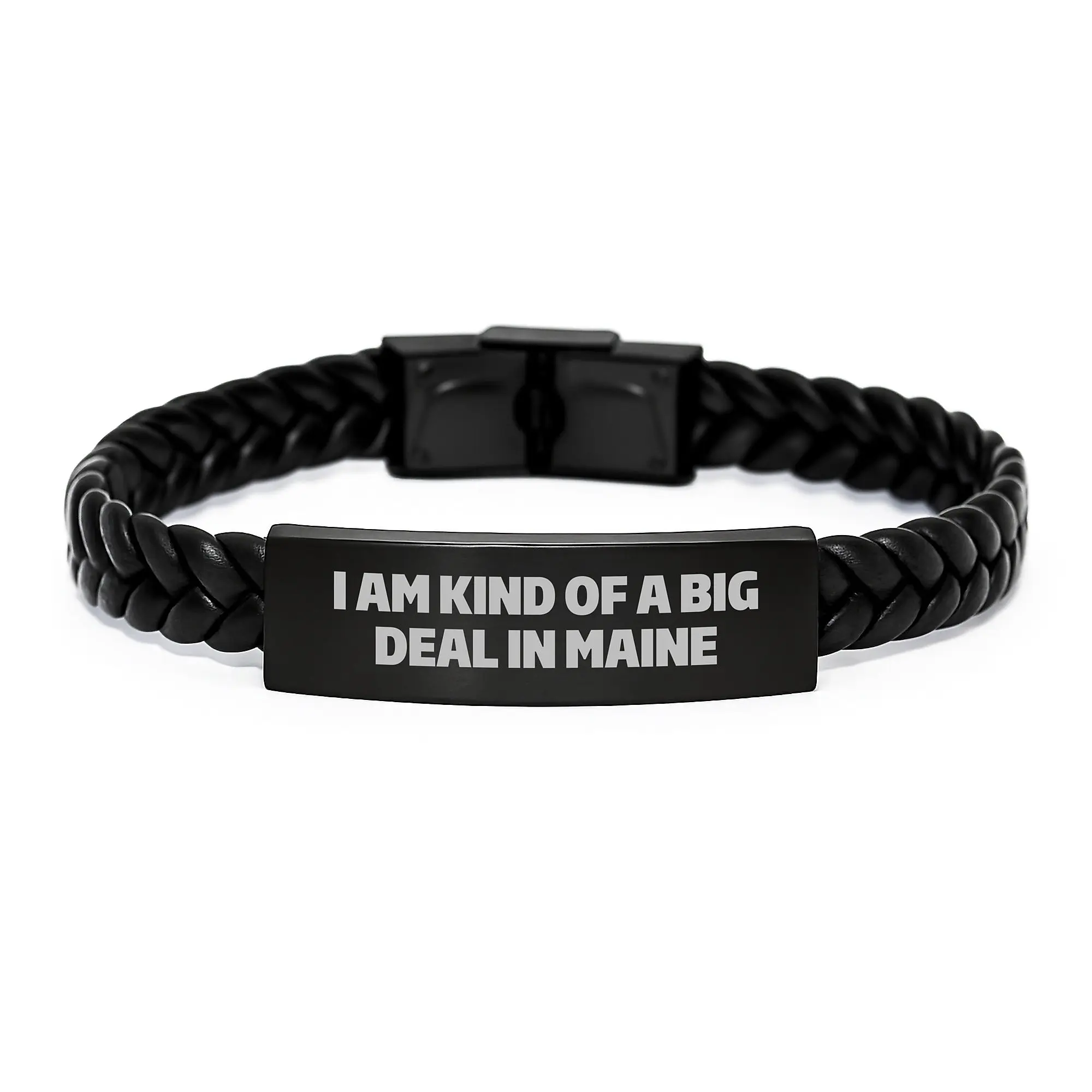 Maine Unique Gifts for Men, Friends, Graduation Unique Gifts from Family - I Am Kind of a Prime Selection Interlaced Leather Bracelet - Image 1