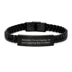 Funny Attendant Gifts for Men, Mother's Day Unique Gift Ideas for Attendant, Interlaced Leather Bracelet from Husband - Image 1
