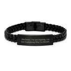 Funny Mechanic Gifts for Men from Friends, Unique Interlaced Leather Bracelet, Christmas Unique Presents