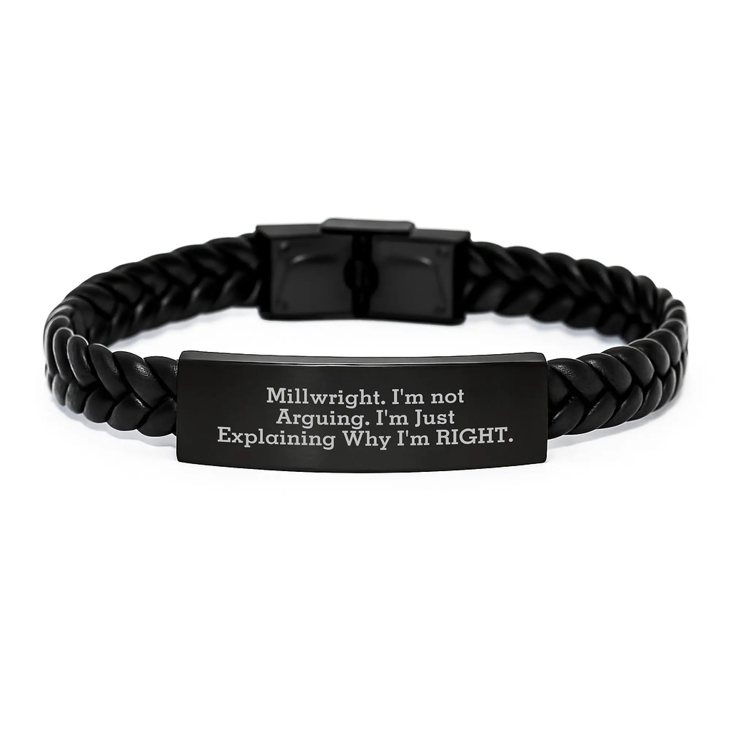 Millwright Keepsake Interlaced Leather Bracelet for Him Birthday Gift - Image 1