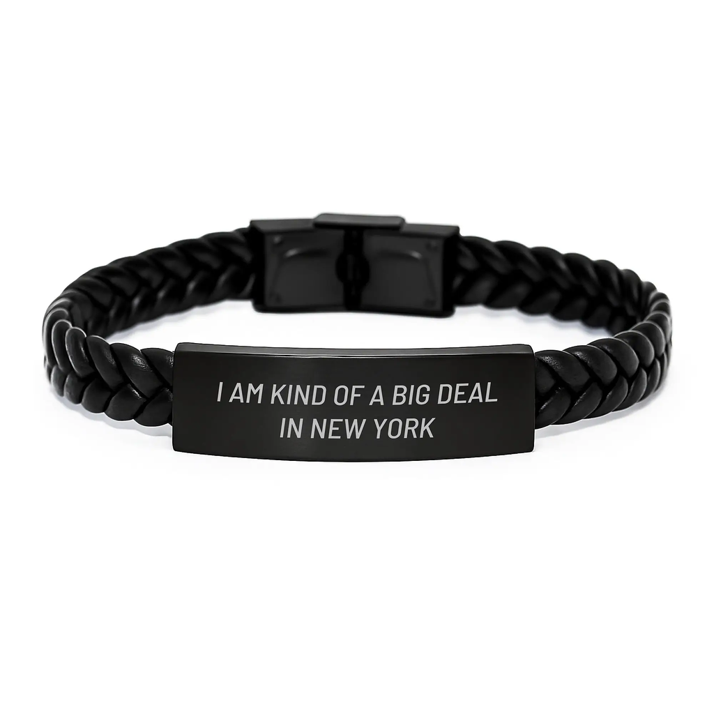 Bold New York Interlaced Leather Bracelet for Friends Birthday Gift - Image 1