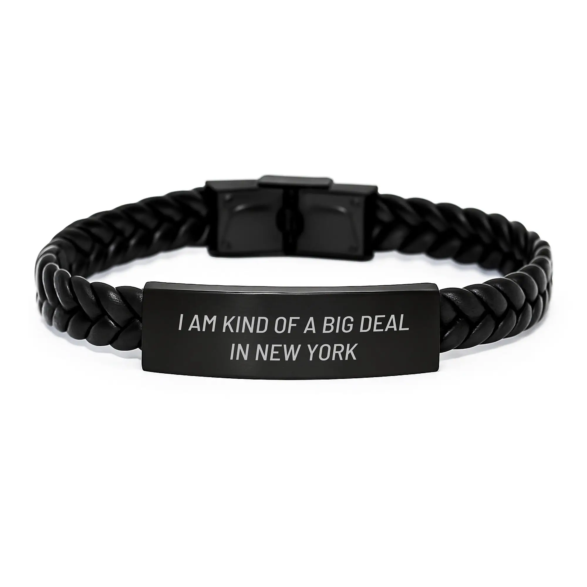Bold New York Interlaced Leather Bracelet for Friends Birthday Gift - Image 1