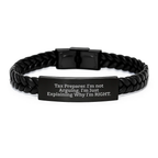 Funny Tax Preparer Gifts for Men Women Coworkers - Interlaced Leather Bracelet for Graduation Unique Gifts from Friends, Family - Image 1