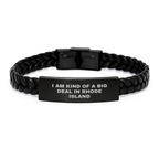 Rhode Island Keepsake Interlaced Leather Bracelet for Him Birthday Gift - Image 1