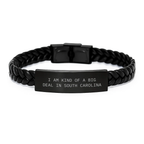 South Carolina Interlaced Leather Bracelet for Him Graduation Gift - Image 1