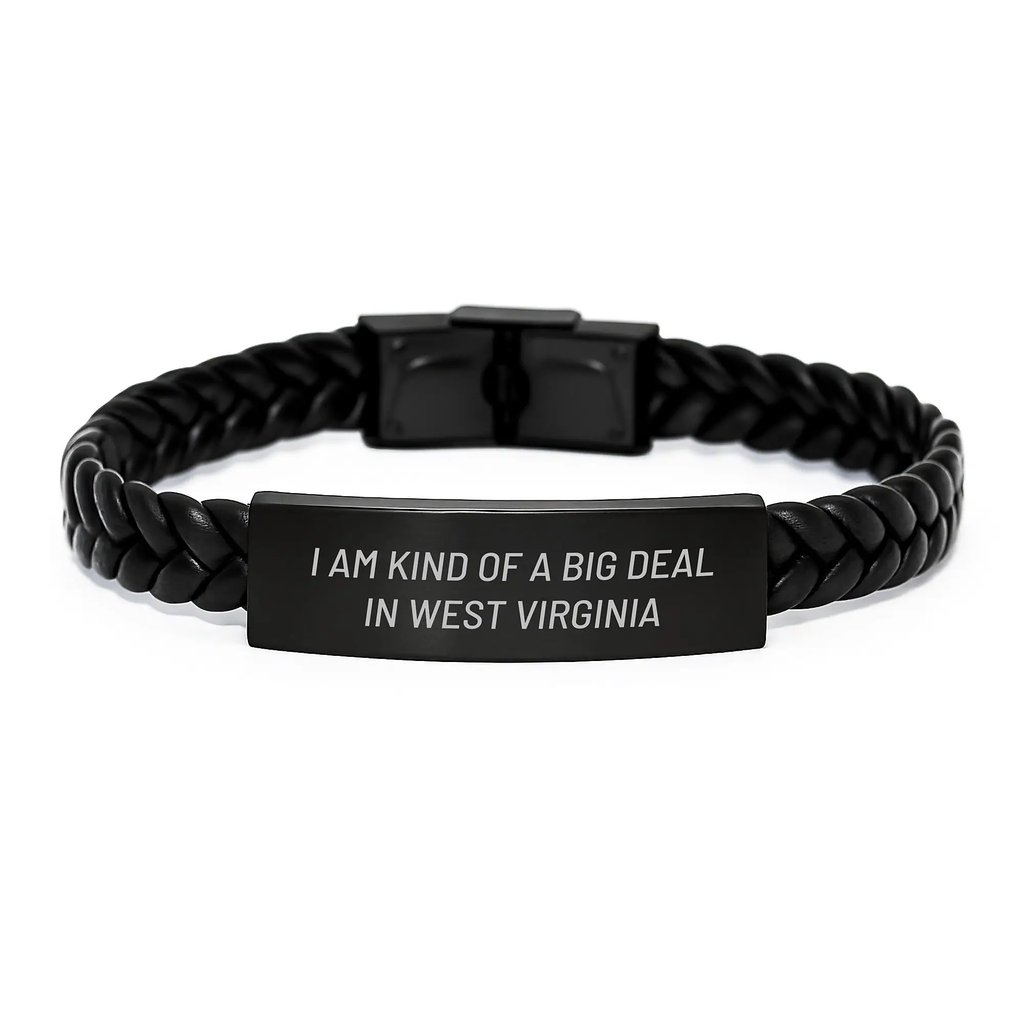 Funny West Virginia Inspired Interlaced Leather Bracelet Gifts for Men from Friends, Unique Graduation Unique Gifts for Women, West Virginia Gifts for Family - Image 1