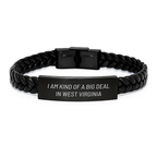 Funny West Virginia Inspired Interlaced Leather Bracelet Gifts for Men from Friends, Unique Graduation Unique Gifts for Women, West Virginia Gifts for Family - Image 1