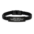 Funny Mixologist Gifts from Friends, Christmas Unique Gifts for Men, Interlaced Leather Bracelet with Stainless Steel and PU Leather