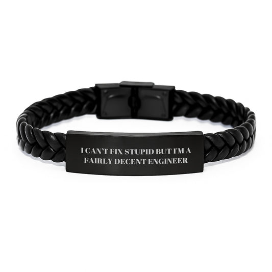Funny Engineer Gifts for Him from Friends, Funny Interlaced Leather Bracelet for Engineer Men, Christmas Unique Jewelry - Image 1