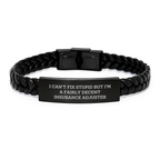 Insurance Adjuster Funny Gift Interlaced Leather Bracelet, Birthday Unique Gifts for Insurance Adjuster from Friends, Men's Interlaced Leather Bracelet with Stainless Steel and PU Leather - Image 1