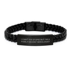 Funny Mixologist Gifts for Men - Interlaced Leather Bracelet with Engraved Stainless Steel, Perfect Christmas Unique Gifts from Friends