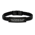 Funny Operations Manager Gifts from Men - I Can't Fix Stupid But I'm A Decent Operations Manager Interlaced Leather Bracelet, Valentine's Unique Gifts for Operations Manager