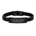 Funny Vice President Gifts from Friends, Inspirational Interlaced Leather Bracelet for Vice President, 'I Can't Fix Stupid But I'm A Fairly Decent Vice President' Christmas Unique Gifts