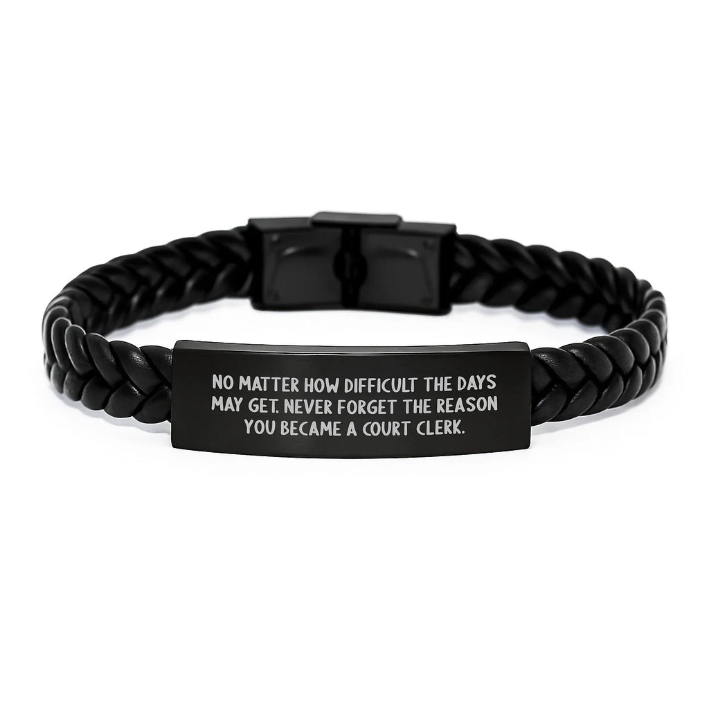 Inspiring Court Clerk Christmas Unique Gifts from Family, Unique Interlaced Leather Bracelet with Quote - Never Forget The Reason You Became A Court Clerk.
