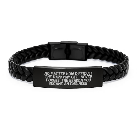 Engineer Inspirational Gifts from Friends for Christmas Unique Leather Interlaced Bracelet with Stainless Steel - Image 1