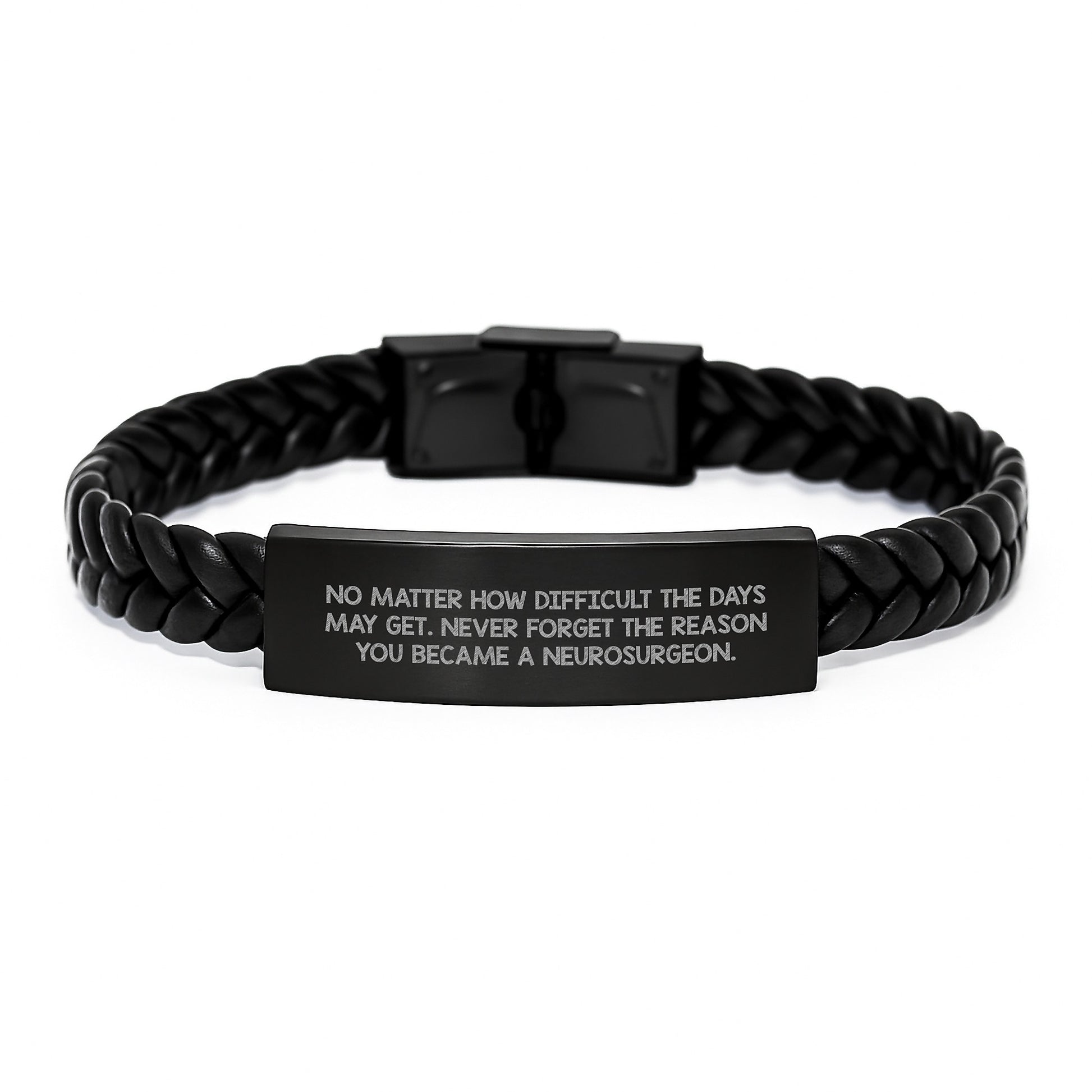 Neurosurgeon Christmas Unique Gifts from Friends - Inspirational Interlaced Leather Bracelet for Men - Never Forget Your Calling, a Heartfelt Motivational Reminder for Neurosurgeon - Image 1