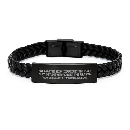 Neurosurgeon Christmas Unique Gifts from Friends - Inspirational Interlaced Leather Bracelet for Men - Never Forget Your Calling, a Heartfelt Motivational Reminder for Neurosurgeon - Image 1