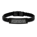 Inspirational Orthopedic Surgeon Graduation Unique Gifts for Men from Family, Interlaced Leather Bracelet with Stainless Steel Engraving, Never Forget the Reason You Became a Doctor - Image 1