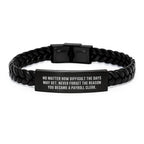 Funny Inspirational Payroll Clerk Gifts from Friends, Christmas Unique Gifts for Payroll Clerk, Interlaced Leather Bracelet with Engraved Stainless Steel