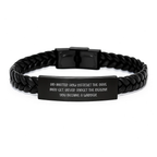 Unique Warden Inspiration Leather Bracelet Gifts from Men to Warden on Valentine's, Interlaced Stainless Steel PU Leather Warden Warden Friend - Image 1