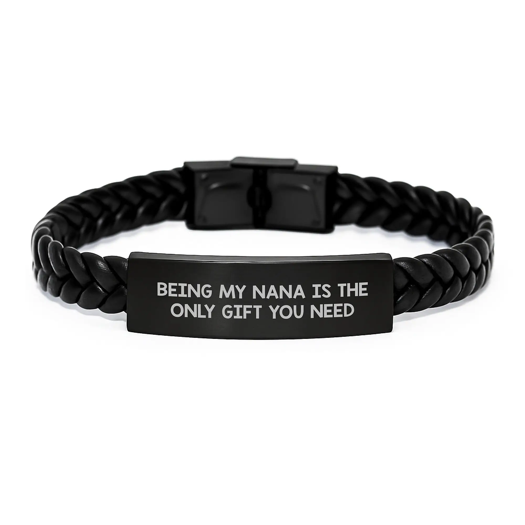 Funny Nana Gifts for Graduation, Interlaced Leather Bracelet, Gifts from Family, Being My Nana Is The Only Gift You Need - Image 1