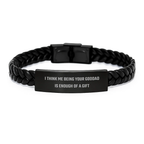 Funny Goddad Gifts for Him, Unique Interlaced Leather Bracelet with Stainless Steel, Gifts from Family to Goddad on Father's Day, I Think Me Being Your Goddad Is Enough Of A Gift - Image 1