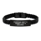 Funny Painting Quotes Inspired Interlaced Leather Bracelet Gifts for Painting Lovers, Valentine's Unique Gifts from Men to Women
