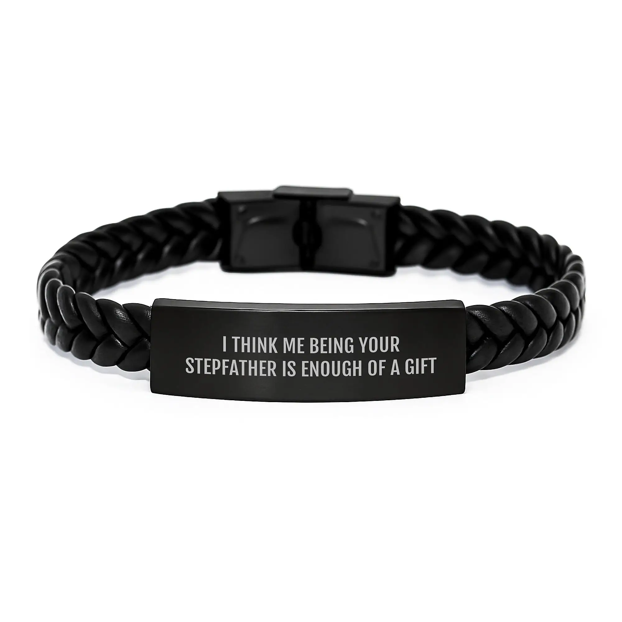 Stepfather Keepsake Interlaced Leather Bracelet Birthday Gift for Him - Image 1