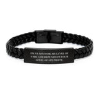 Funny Advisor Gifts from Men Friends Family, Christmas Unique Gifts for Advisor, Funny Interlaced Leather Bracelet with 'I'm An Advisor. My Level Of Sarcasm Depends On Your Level Of Stupidity.' Quote