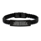 Funny Aerospace Engineer Gifts from Friends, Unique Interlaced Leather Bracelet for Men with 'I'm An Aerospace Engineer. My Level Of Sarcasm Depends On Your Level Of Stupidity.' Quote, Christmas