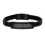 Funny Agent Gifts, Interlaced Leather Bracelet for Men, Women, Friends, Coworkers, Family, Christmas Unique Presents with Sarcasm Quote