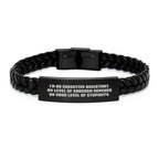 Funny Executive Assistant Gifts from Friends, Christmas Unique Interlaced Leather Bracelet, Sassy Quote for Men and Women