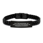 Funny groundskeeper Gifts from Friends, Christmas Unique Gifts for groundskeeper Men, Interlaced Leather Bracelet with Sarcasm Quote