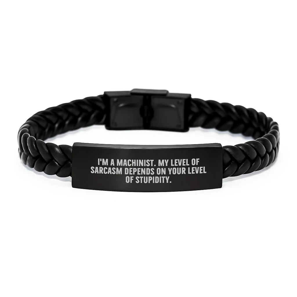 Funny Machinist Gifts for Men - Interlaced Leather Bracelet with Stainless Steel and PU Leather, Graduation Unique Gifts from Friends and Family - Image 1