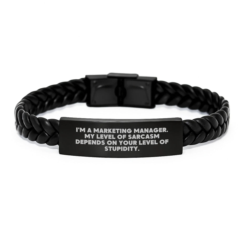 Marketing Manager Christmas Unique Gifts - Funny Interlaced Leather Bracelets for Men from Friends, Unique Christmas Unique for Marketing Manager