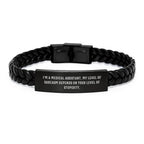 Funny Medical Assistant Gifts, Interlaced Leather Bracelet with Sassy Quote, Christmas Unique Gifts for Medical Assistant, Men, Women, Coworkers from Friends, Family