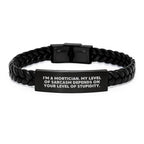 Funny Mortician Gifts from Friends, Unique Interlaced Leather Bracelet for Mortician, Christmas Unique Gifts for Mortician