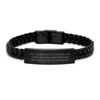 Funny Substitute Teacher Gifts for Men from Family, Interlaced Leather Bracelet with Stainless Steel Engraved Sarcasm Quote, Unique Graduation Unique Gifts - Image 1