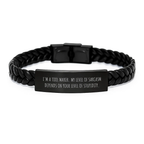 Funny Inspirational Tool Maker Gifts from Friends for Tool Maker, Interlaced Leather Bracelet for Graduation, Tool Maker Humor Quote - Image 1