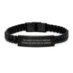 Funny Valet Gifts from Men, Unique Interlaced Leather Bracelet for Christmas Unique Gifts, Inspirational Quote for Valet - 'I'm A Valet. My Level Of Sarcasm Depends On Your Level Of Stupidity.'