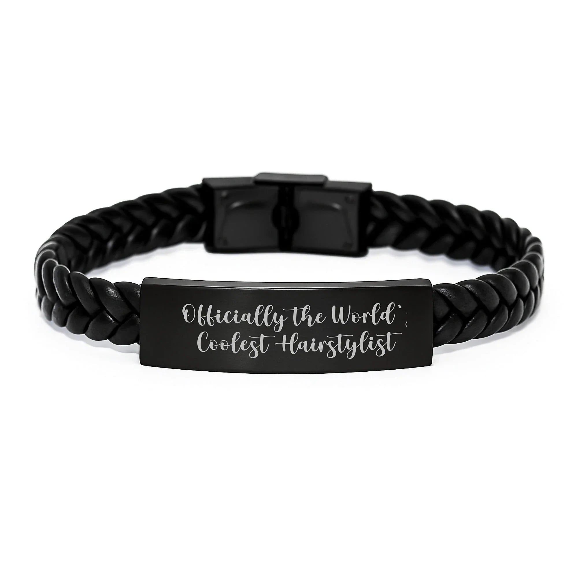 Cool Hairstylist Gifts from Friends for Men, Women, and Coworkers - Interlaced Leather Bracelet, World's Coolest Hairstylist Quote, Graduation Unique Gifts