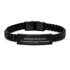 Massage Therapist Gifts, Funny Quote Interlaced Leather Bracelet, Gifts from Friends to Massage Therapist, Perfect Graduation Unique Gifts for Men or Women