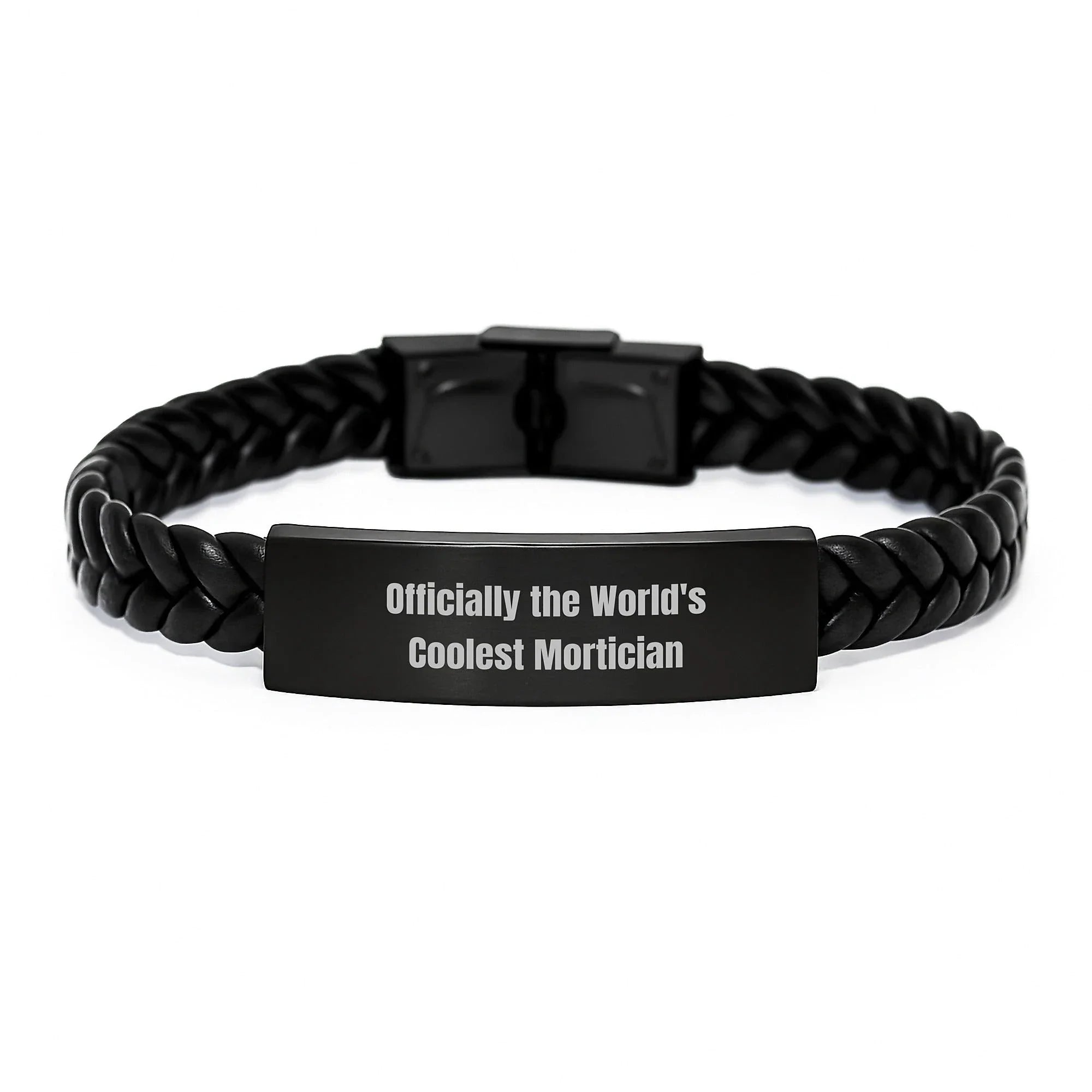 Funny Mortician Gifts from Friends, World's Coolest Mortician Interlaced Leather Bracelet, Mortician Christmas Unique Gifts