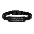 Gifts from Friends for the Officially Coolest Optometrist - Interlaced Leather Bracelet for Men - Christmas Unique Gift Ideas