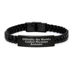 Funny Gifts for Men Physician Assistants - Officially The World's Coolest Quote Interlaced Leather Bracelet for Christmas Unique Gifts from Friends