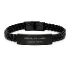 Porter Special Gift, 'Officially The World's Coolest Porter' Interlaced Leather Bracelet, 7.87 inches, Graduation Unique Gifts from Family, Friends, or Coworkers